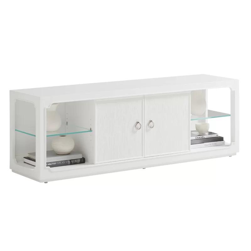 Transitional Crisp White 72" Media Console with Cabinet