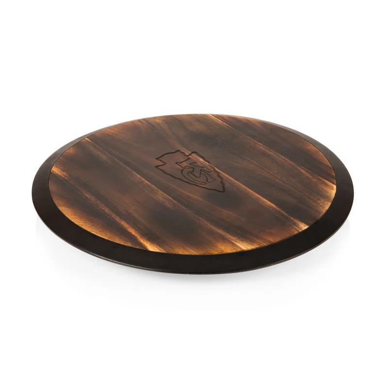 Kansas City Chiefs Fire Acacia Wood 21" Lazy Susan Serving Tray