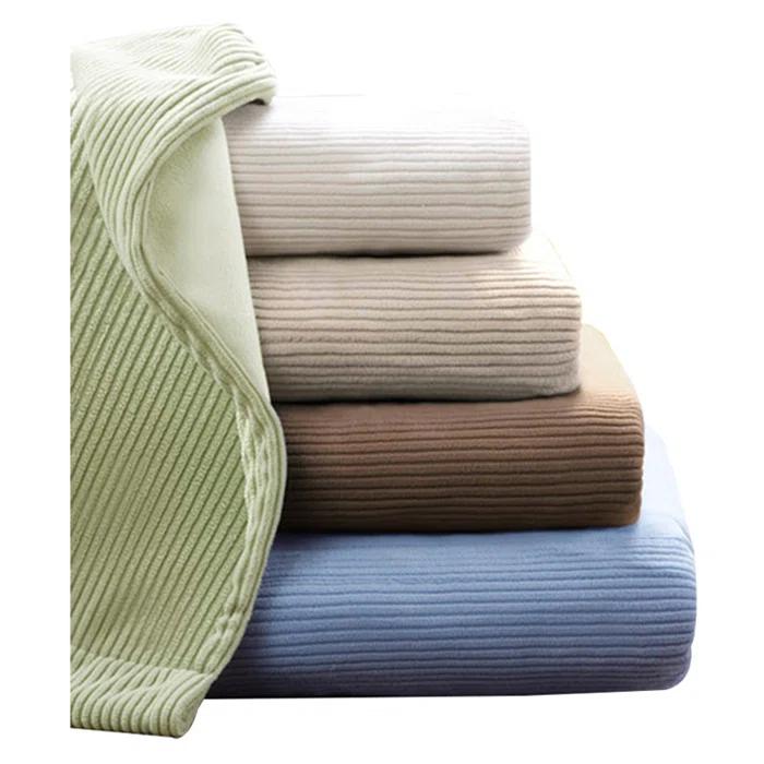 Soft Beige Full-Size Reversible Micro Fleece Heated Blanket