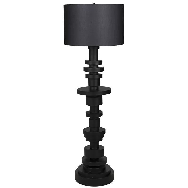 Noir Elegance 60W Black Metal Floor Lamp with Modern Shade