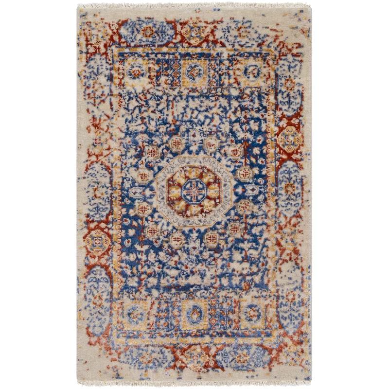 Ivory Hand-Knotted Wool and Viscose 2' x 3' Rug
