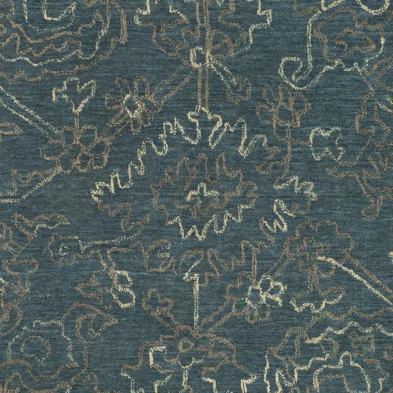 Wilmington Blue Hand-Knotted Wool Rectangular Rug