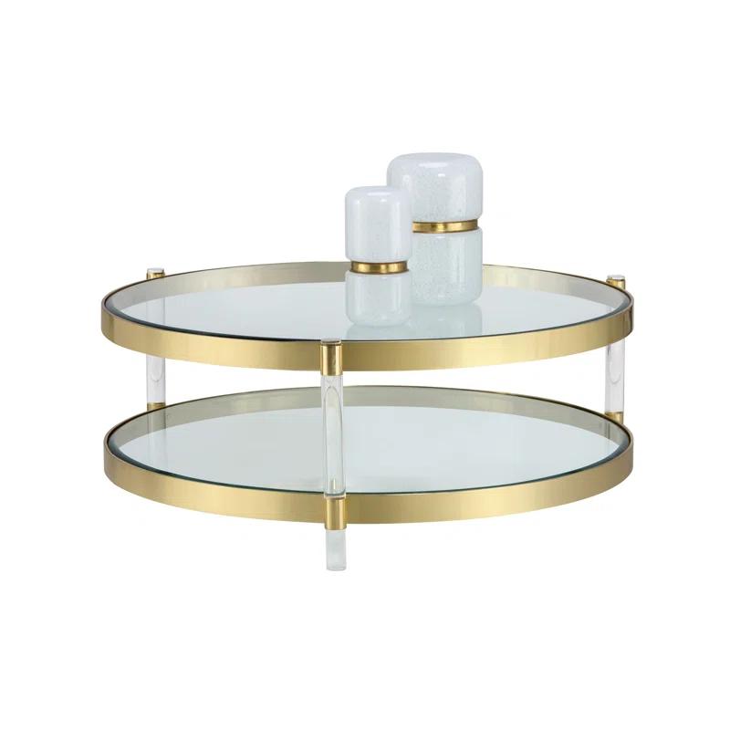41'' Round Luxe Gold Metal & Acrylic Outdoor Coffee Table
