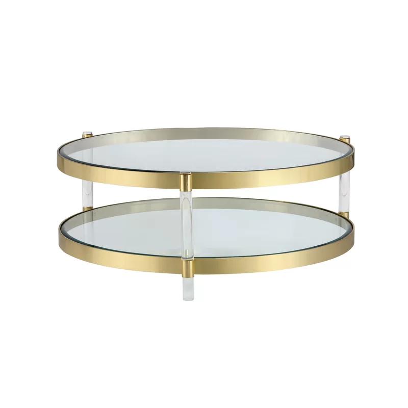 41'' Round Luxe Gold Metal & Acrylic Outdoor Coffee Table
