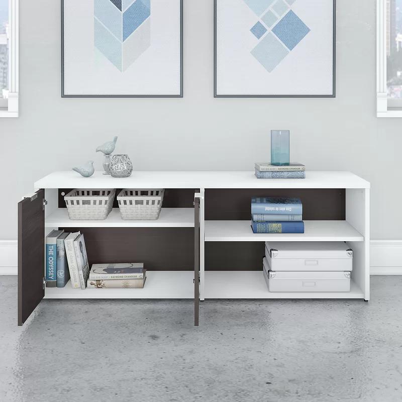 Jamestown Contemporary 59'' Gray & White Storage Unit with Adjustable Shelving