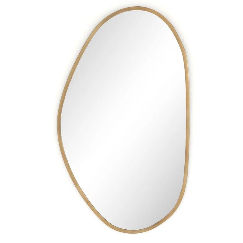 Contemporary Gold-Finish Wood Rectangular Wall Mirror 20.75x35.50