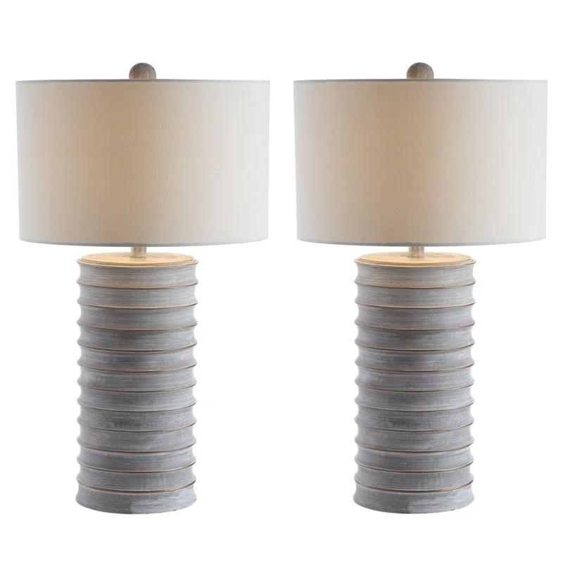 Classical Elegance White Wash Resin Table Lamp Set