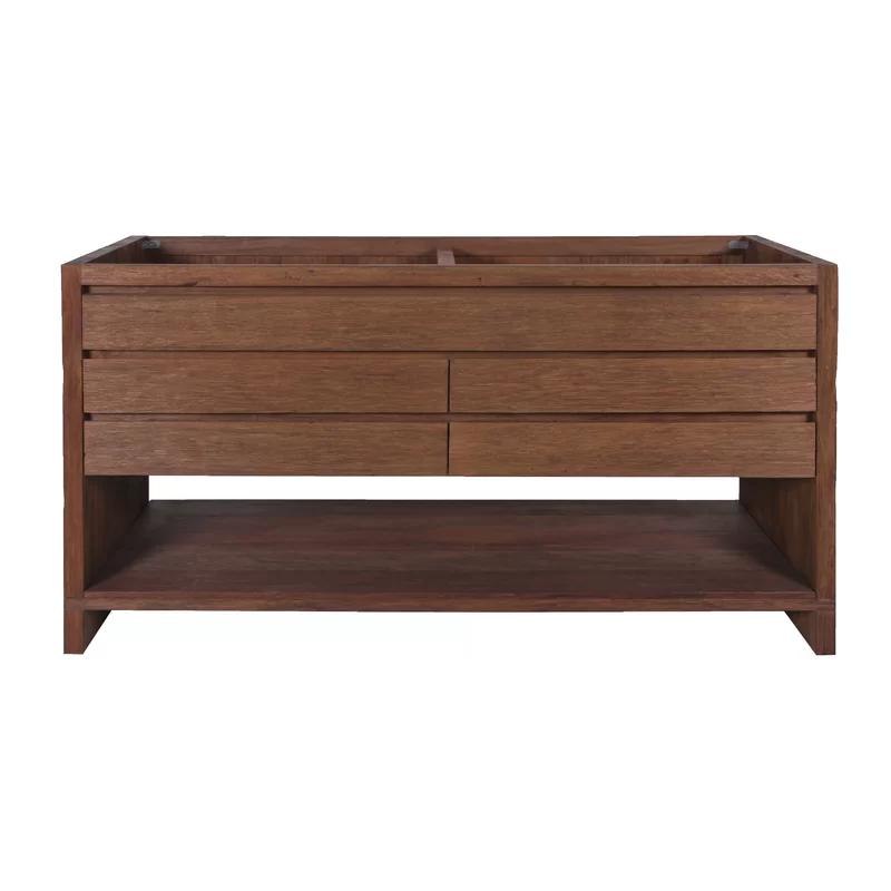 Refined Teak 60" Freestanding Double Vanity Cabinet in Brown Reclaimed Wood