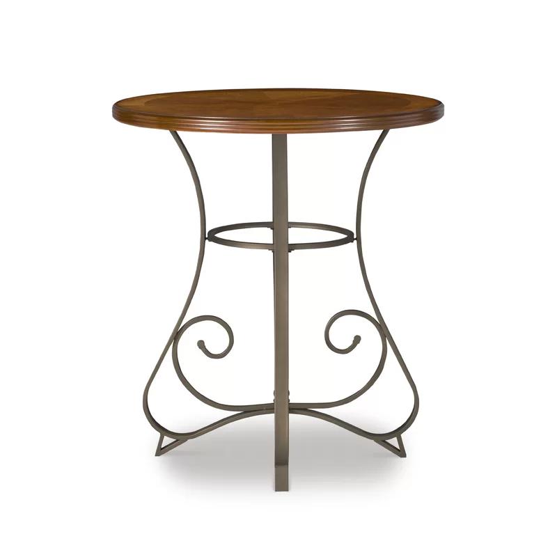 Hamilton 36" Round Cherry & Pewter Metal Pub Table