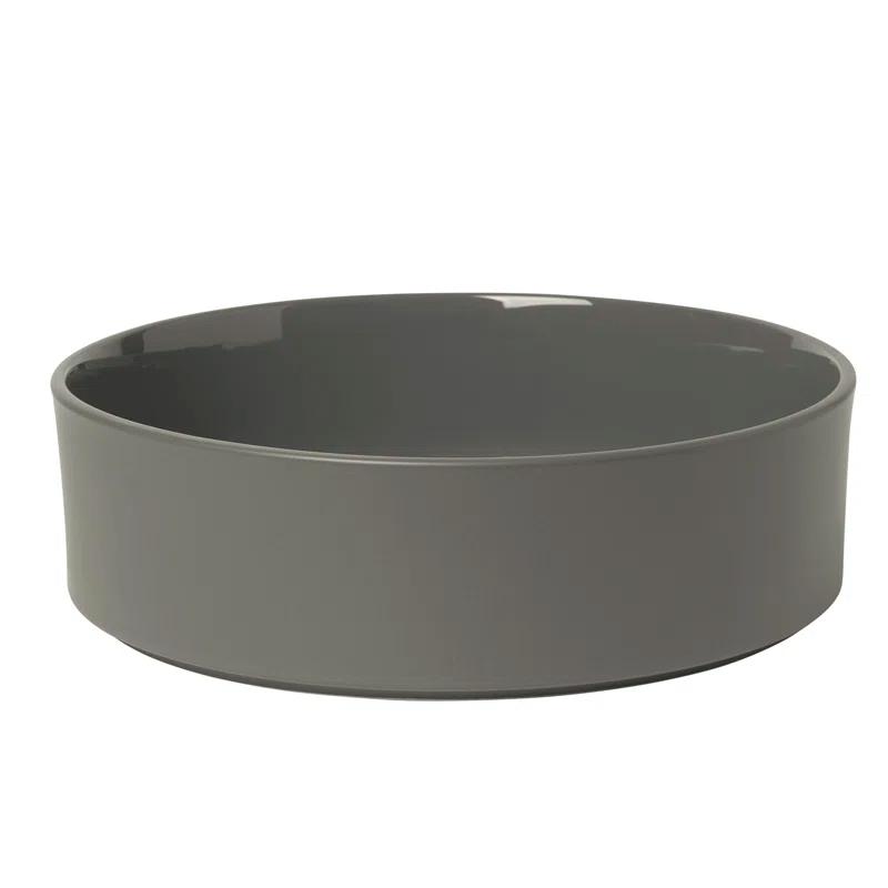 Pewter Ceramic Round Salad Serving Bowl 101oz