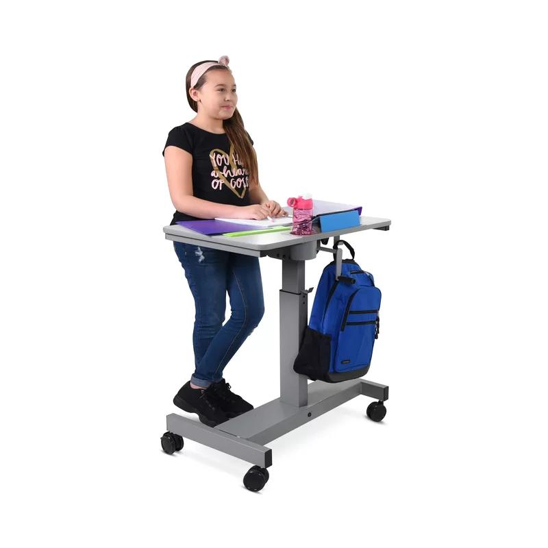 ErgoFlex Gray Steel Adjustable Height Mobile Sit/Stand Desk