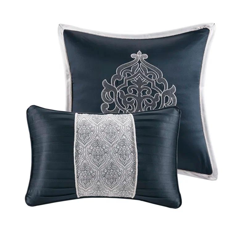 Navy and Silver King Microfiber 8-Piece Comforter Set