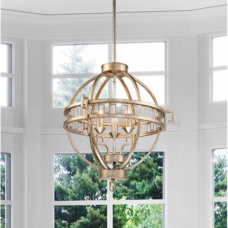 Lucas McKearn Lemuria 3-light Transitional Metal Globe Pendant in Silver Leaf