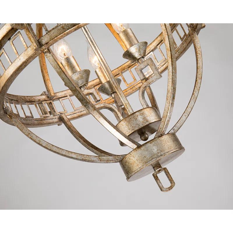 Lucas McKearn Lemuria 3-light Transitional Metal Globe Pendant in Silver Leaf