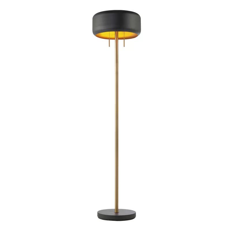 Elegant Dual-Bulb Metallic Dark Gray Floor Lamp with Energy-Saving Design