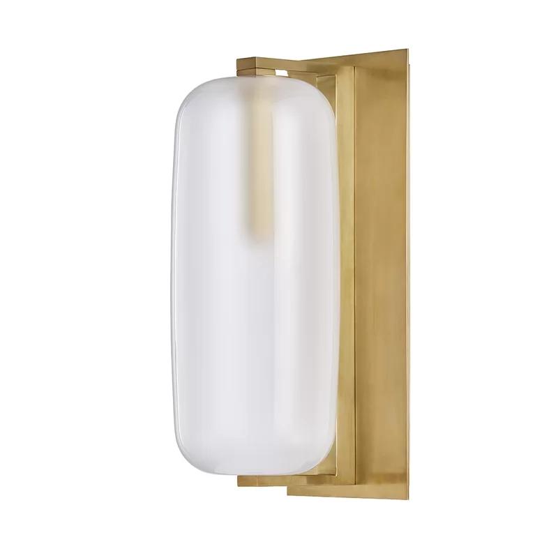 Pebble Aged Brass Capsule Sconce with Frosted Glass Shade