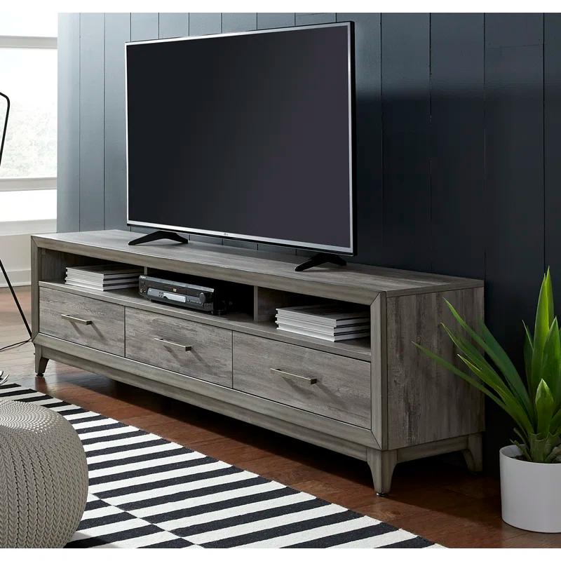 Mercury Gray 76'' Contemporary Media Console with Cabinet