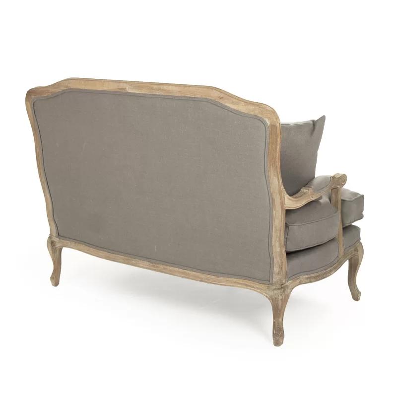 Limed Grey Oak Frame with Grey Linen Upholstery Settee