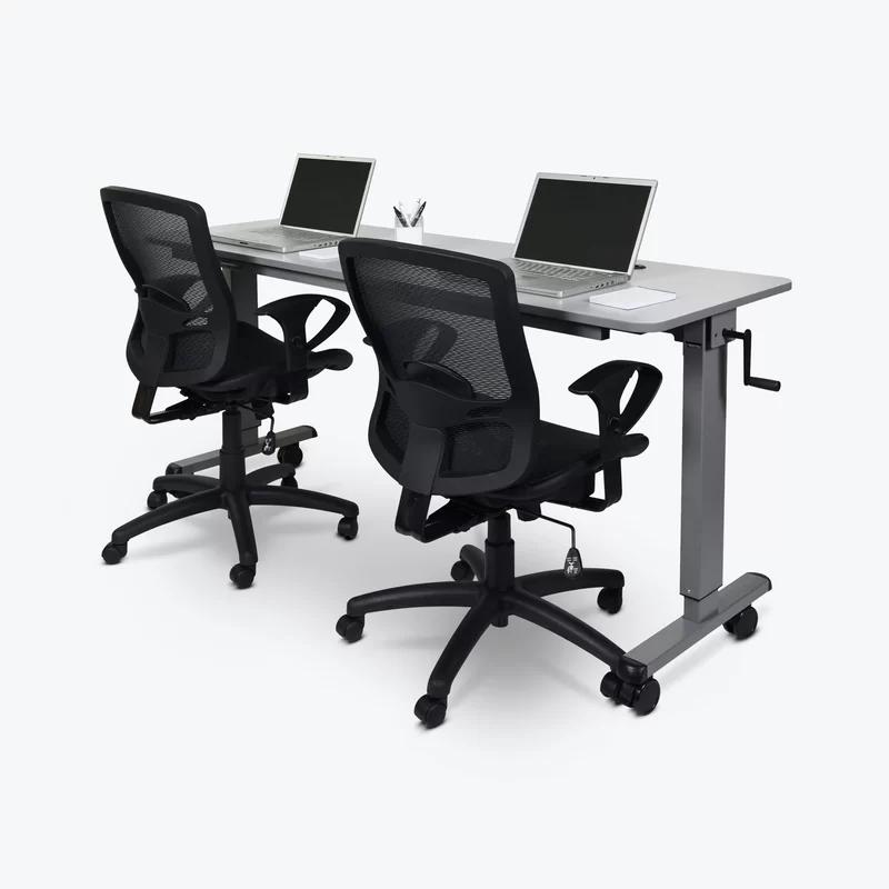 ErgoNest 72" Adjustable Gray Wood Sit/Stand Desk with Locking Casters