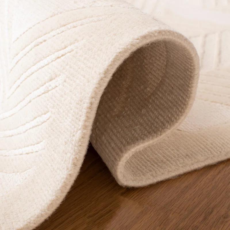 Champagne Elegance Hand-Knotted Stripe Wool-Viscose Blend Area Rug