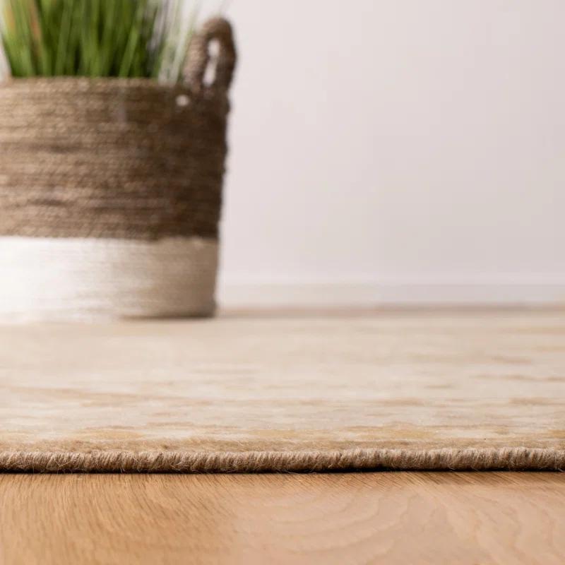 Tobacco Wool Hand-Knotted Rectangular Area Rug