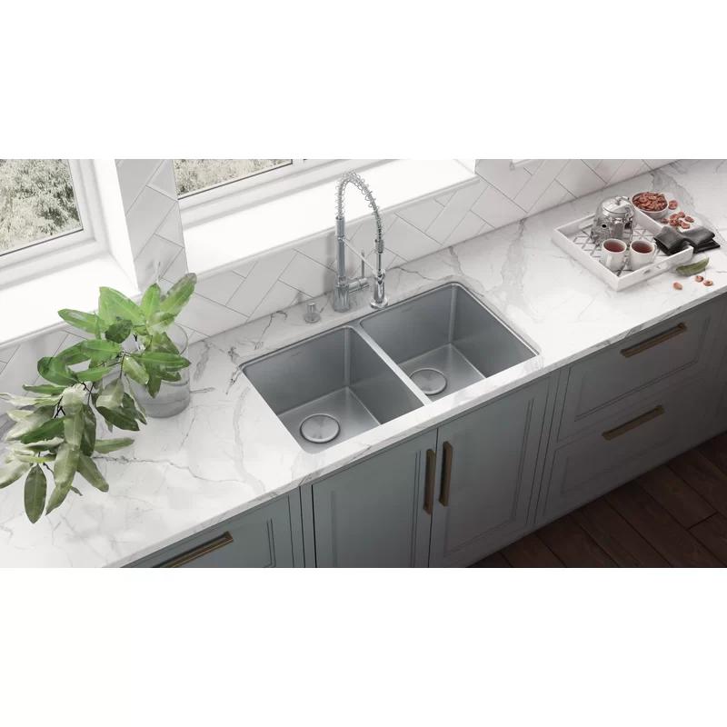 Modena 28'' Double Bowl Undermount Stainless Steel Kitchen Sink