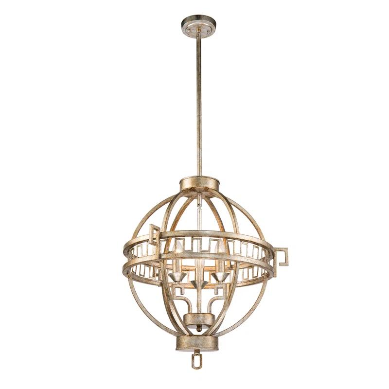 Lucas McKearn Lemuria 3-light Transitional Metal Globe Pendant in Silver Leaf