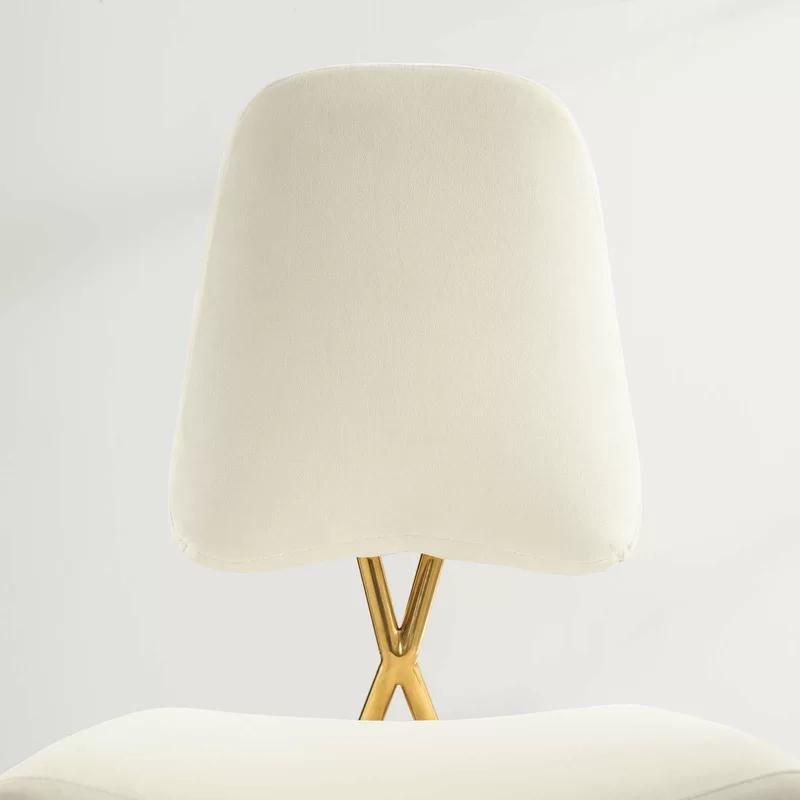 Navy Velvet Upholstered Counter Stool with Gold Stainless Steel Legs