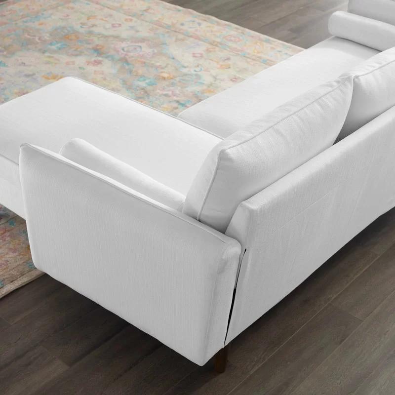 Revive 55'' White Polyester Sectional Sofa with Removable Cushions