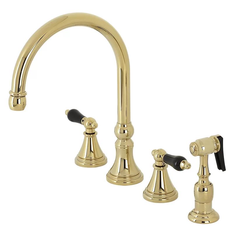 Duchess Polished Brass Widespread Kitchen Faucet with Side Sprayer