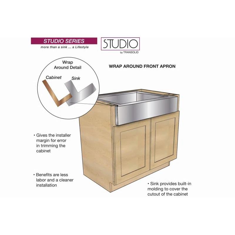 Studio 26'' L Undermount Single Bowl Stainless Steel Kitchen Sink