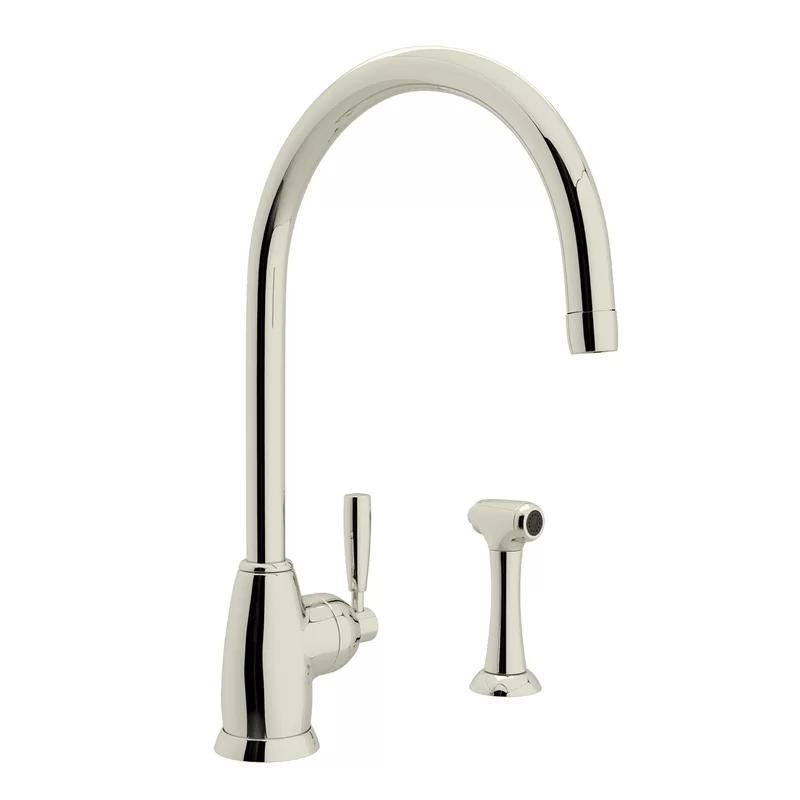 Elegant 15" Polished Nickel Modern Kitchen Faucet with Sidespray