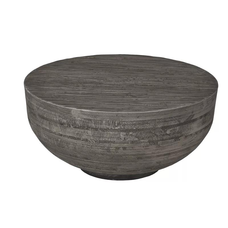 Cerro Round Solid Wood Coffee Table with Hewn Finish