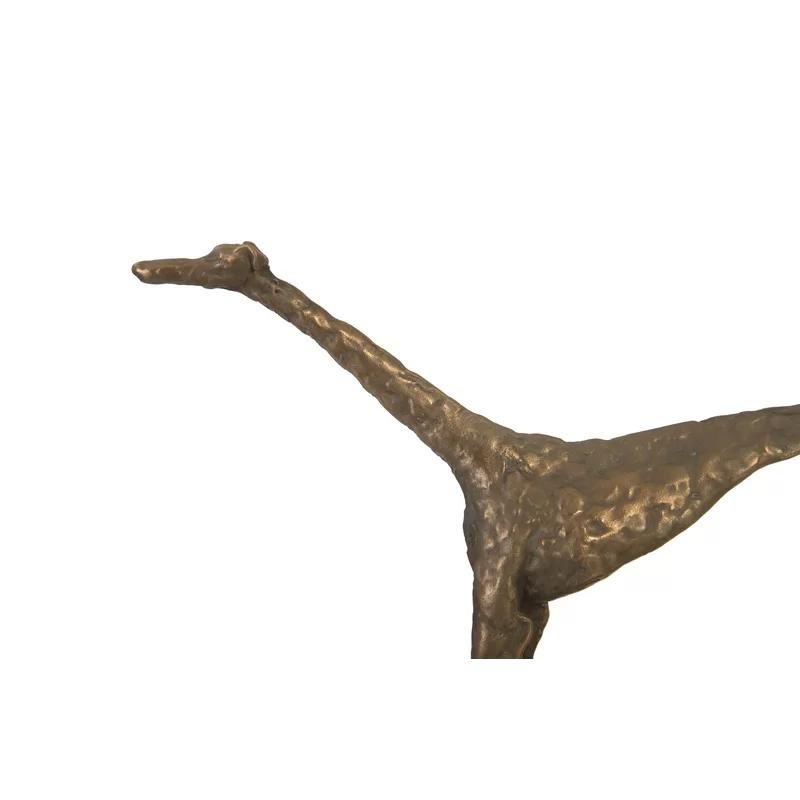 Contemporary Bronze Greyhound Figurine on Black Metal Base, 20" Wide