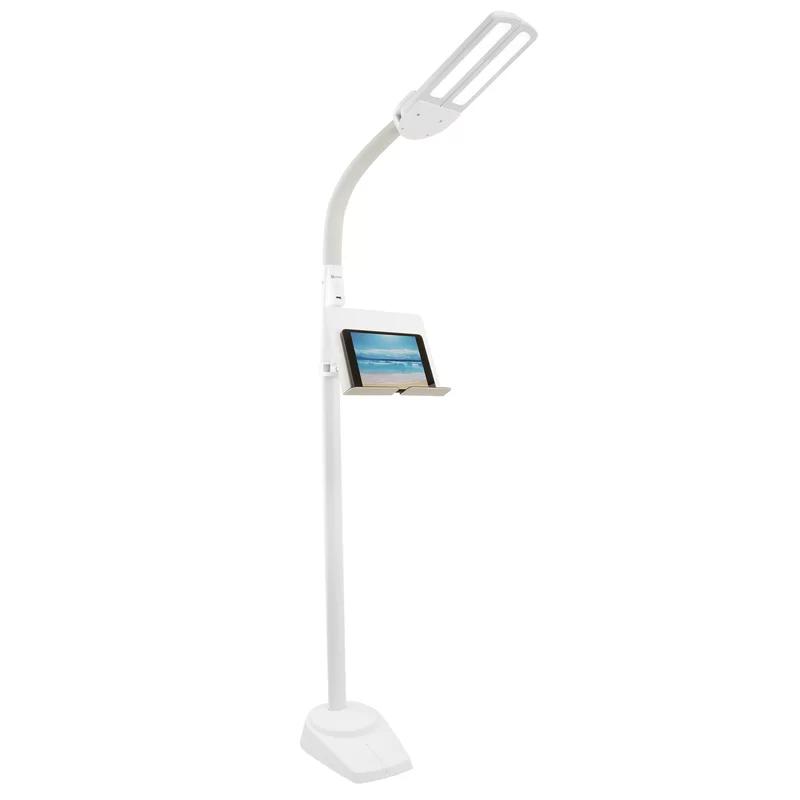 Adjustable Dual-Shade White LED Floor Lamp with USB Charging Port