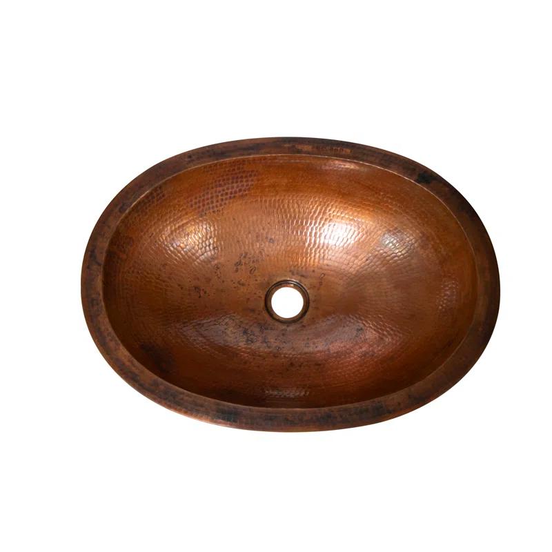Title: Ambiente Mexican Copper Crafts 19x14" Oval Copper Bathroom Sink - Bronze Finish Small Undermount or Drop-in Sink for Bathroom