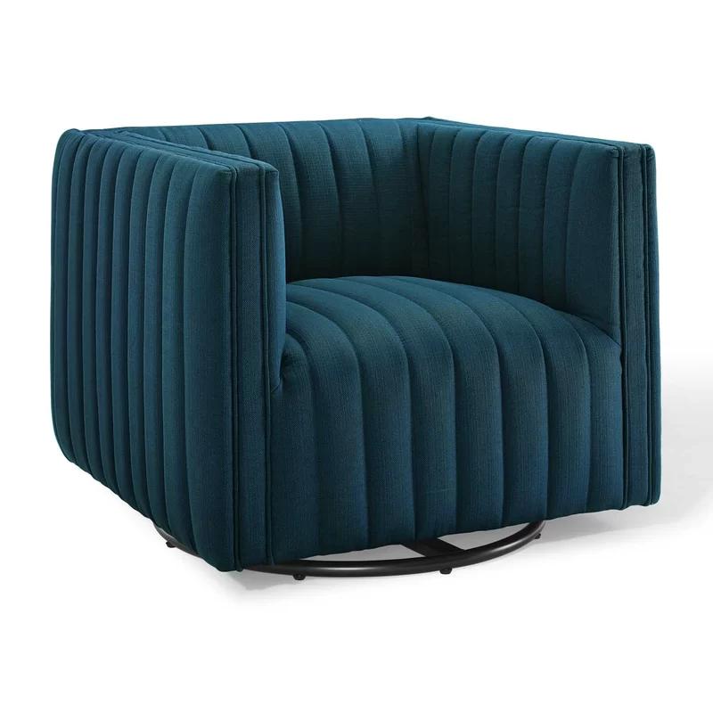 Azure Velvet Swivel Accent Chair with Manufactured Wood Base