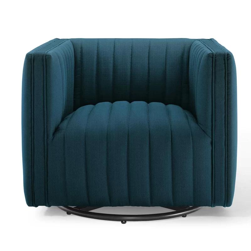 Azure Velvet Swivel Accent Chair with Manufactured Wood Base