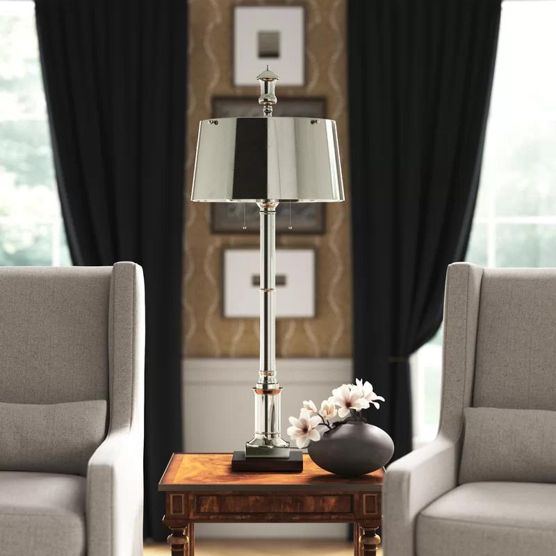 Grand Library 48" Nickel Table Lamp with Marble Base