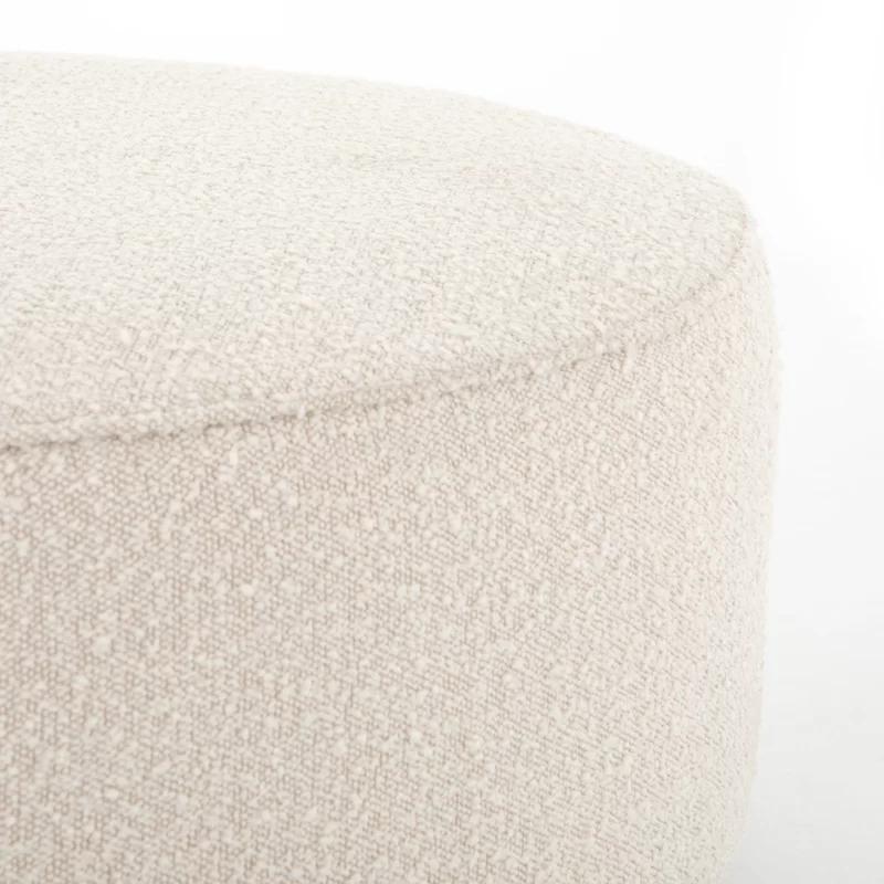 Sinclair 36" Cream Round Ottoman with Distressed Natural Base