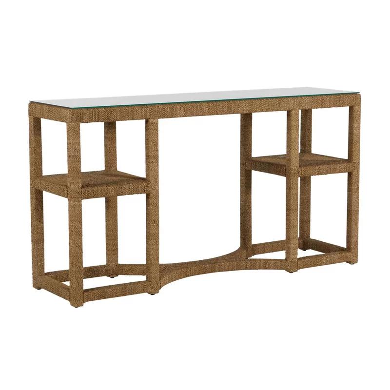 Dandridge 64'' Brown Glass Top Console Table with Storage