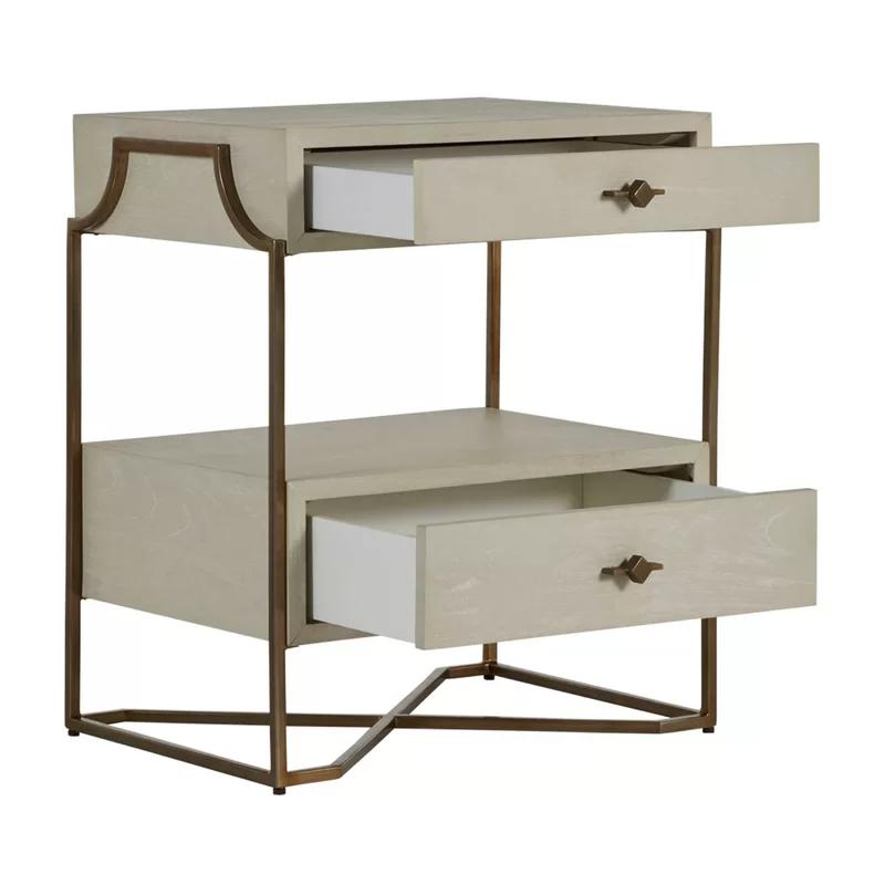 Soma Transitional 2-Drawer Nightstand in Brown and White