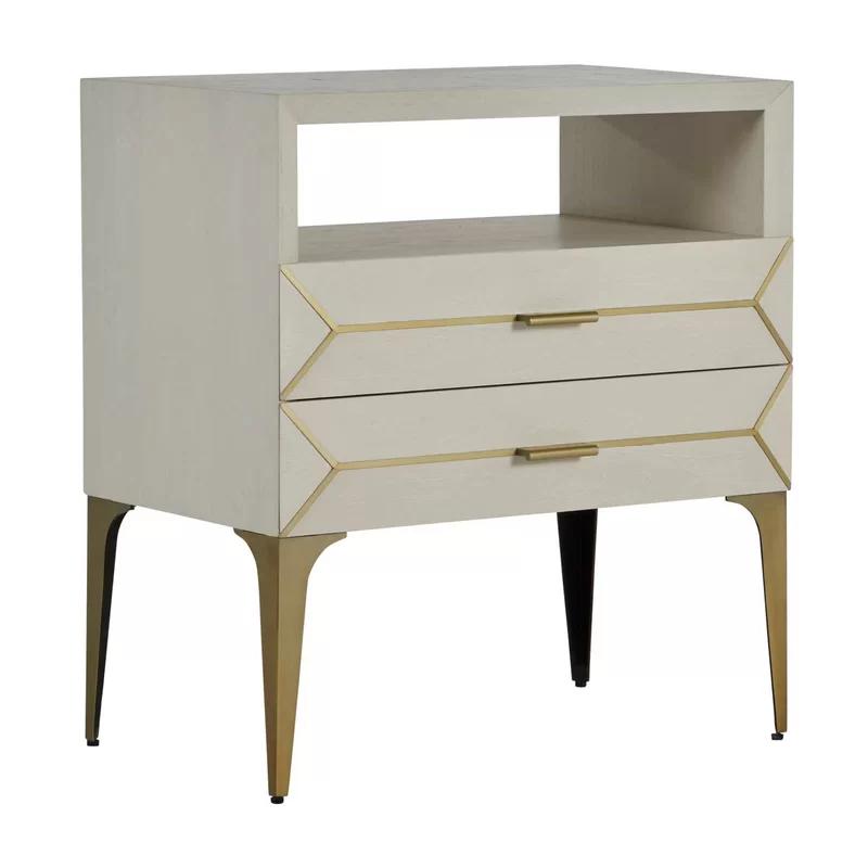 Whitley Transitional Brown and White 2-Drawer Nightstand