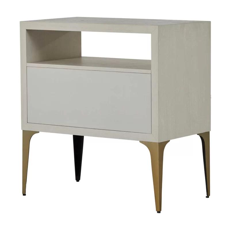 Whitley Transitional Brown and White 2-Drawer Nightstand