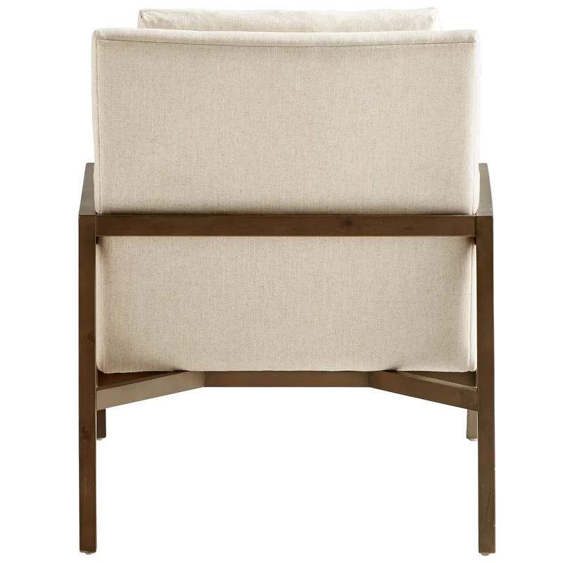 Presidio Cream Upholstered Armchair with Natural Wood Frame