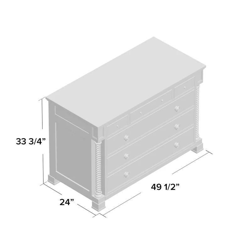 White Soft Close 6-Drawer Dresser with Brass Handles