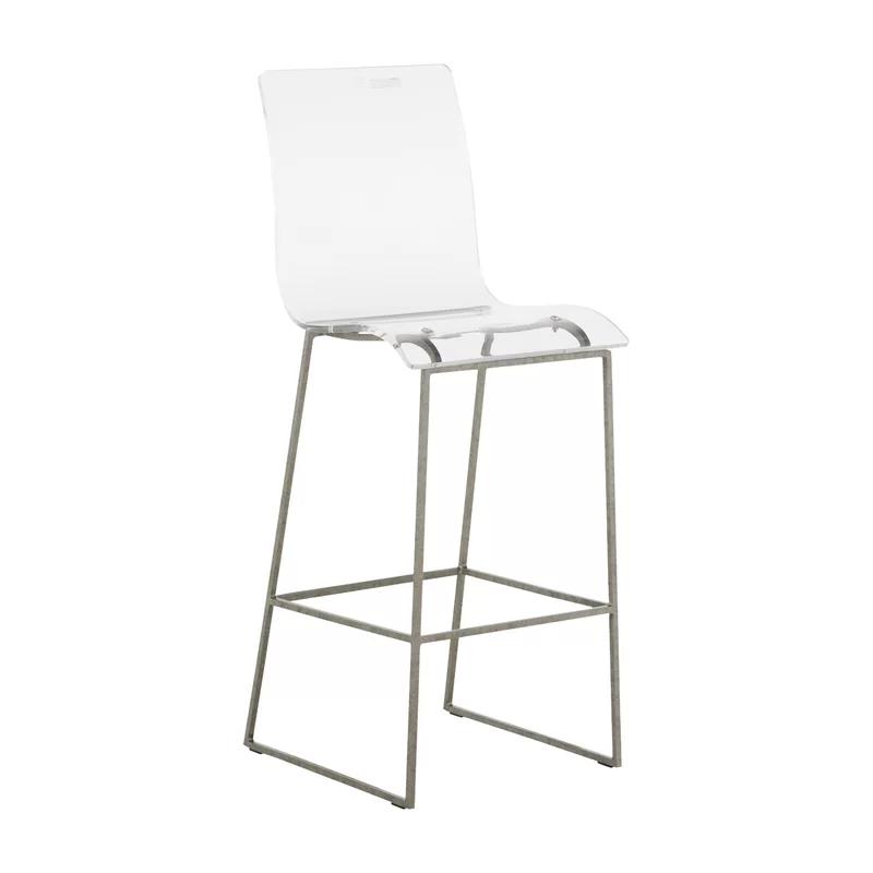 Gabby King 30" Antique Silver Acrylic and Metal Bar Stool