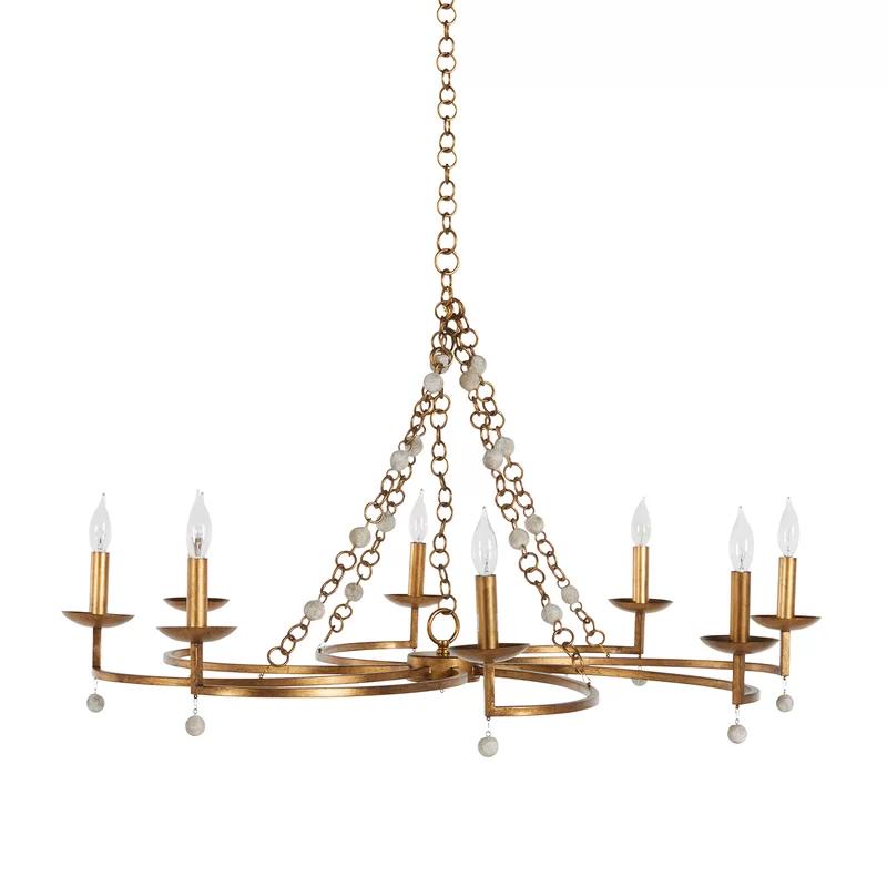 Carrie 24.5'' Gold and White Modern Coastal Beaded Chandelier