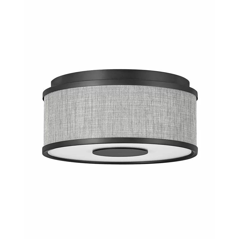 Transitional Black Brushed Nickel LED Drum Flush Mount Light