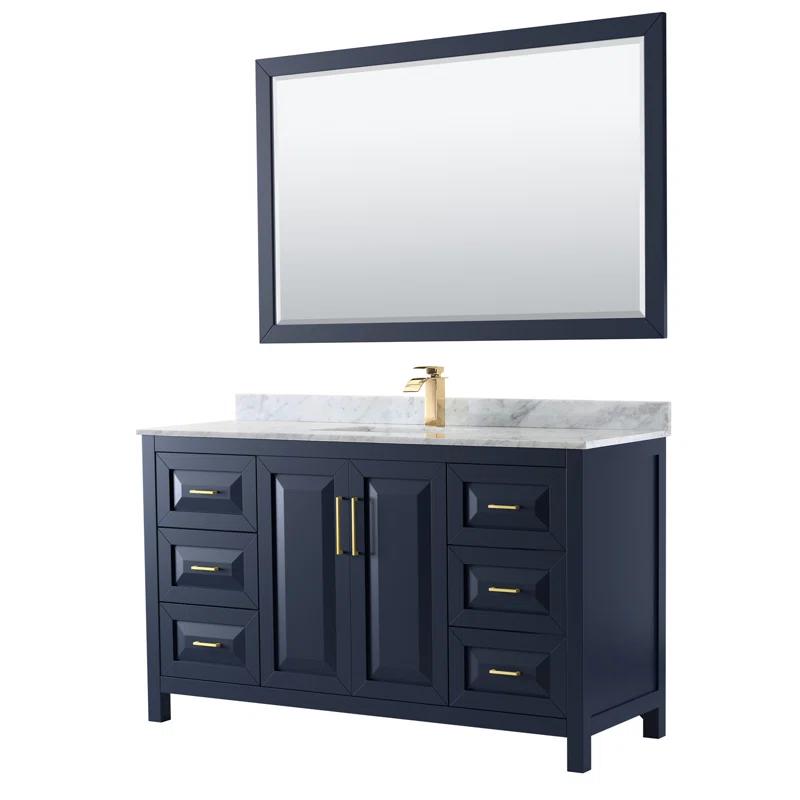 Wyndham Collection Daria 60'' Single Bathroom Vanity with Marble Top with Mirror